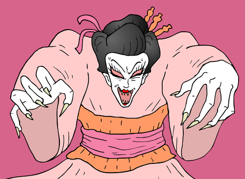 Demon geisha illustration vector