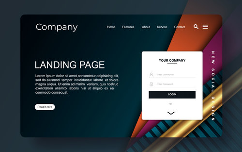 Design template company website landing page vector