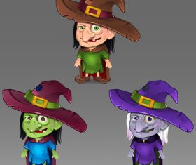 Different complexion witches vector