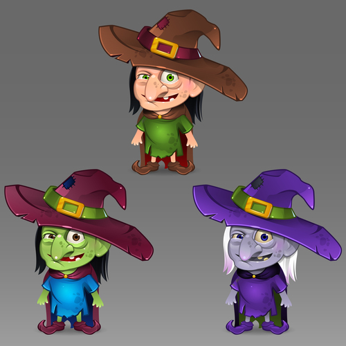 Different complexion witches vector