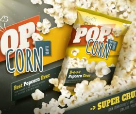 Different flavors of popcorn advertising vector