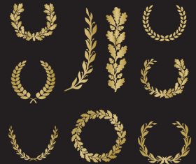 Different shape golden laurel silhouette vector