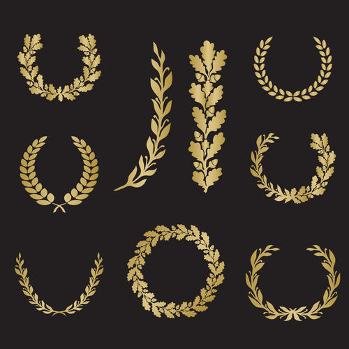 Different shape golden laurel silhouette vector