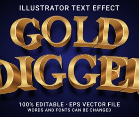 Digger editable font effect text vector