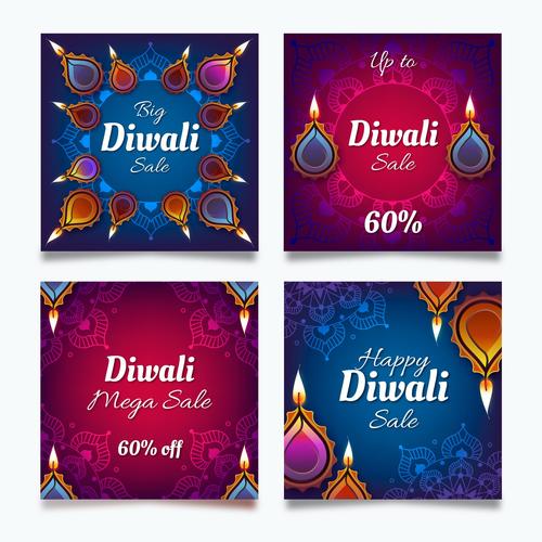 Diwali Indian traditional card vector