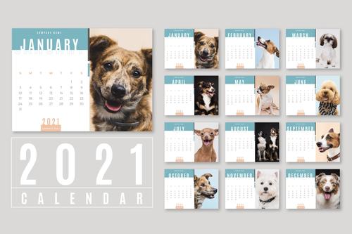Dog cover 2021 calendar vector