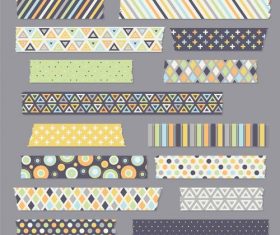 Dot and rhombus color washi tape vector