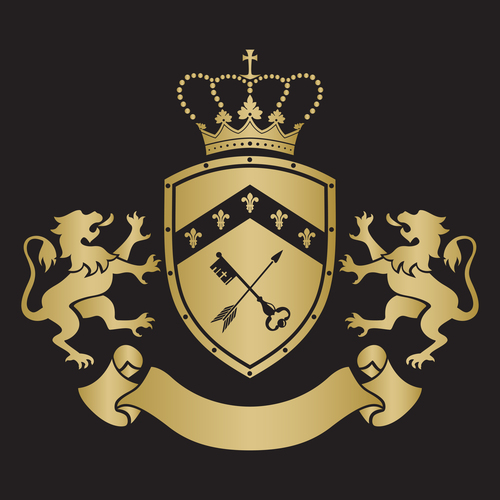 Double lion crown heraldry vector