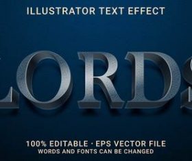 Editable font effect text lords vector