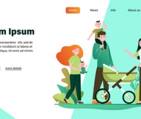 Family illustration design landing page vector