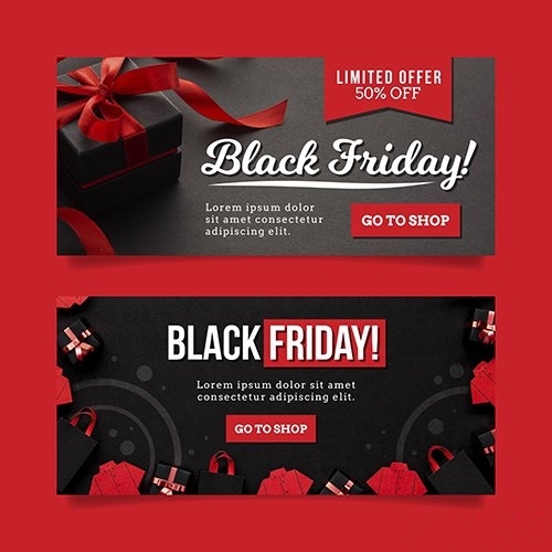 Flat design black friday banners template vector