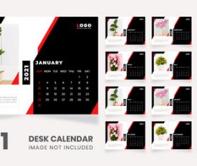 Flower cover 2021 wall calendar vector