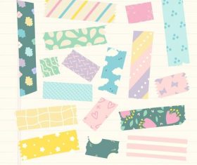 Flowers and stars color washi tape vector