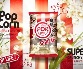 Foil packaging crispy popcorn vector