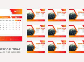 Forest background 2021 desk calendar vector