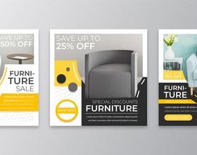 Furniture half price sale flyer vector
