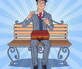 Gentleman drinking tea cartoon vector