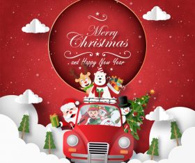 Gift Christmas paper cut background vector