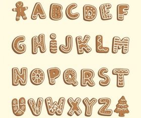 Gingerbread christmas alphabet vector