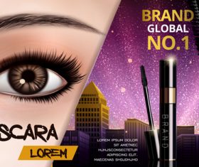 Global brand mascara advertising vector