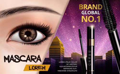Global brand mascara advertising vector