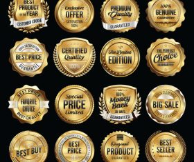 Gold badge label vector