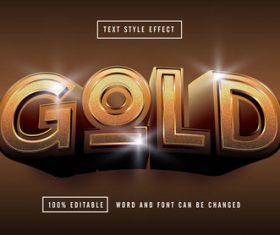 Gold editable font effect text vector on brown background