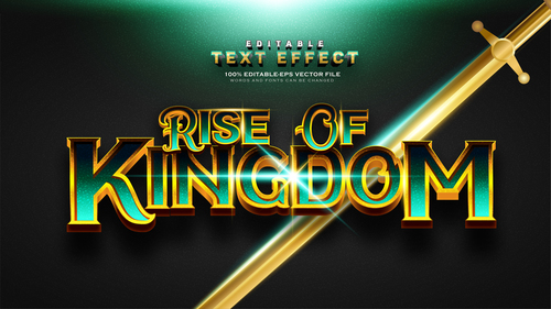 Gold green font text effect in vector