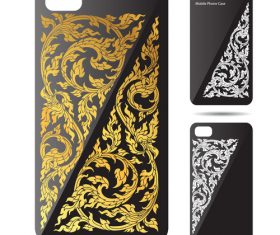 Golden and silver art pattern phone cases cover vector