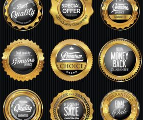 Golden badges and labels vector