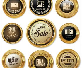 Golden badges retro vintage collection vector