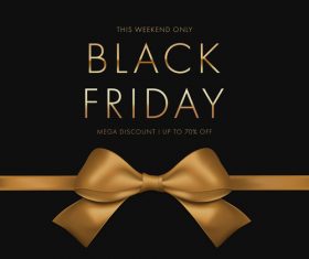 Golden bow black friday flyer vector