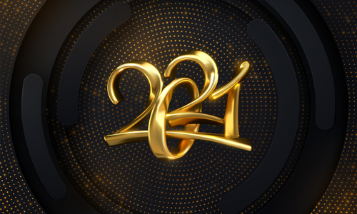 Golden font 2021 background vector
