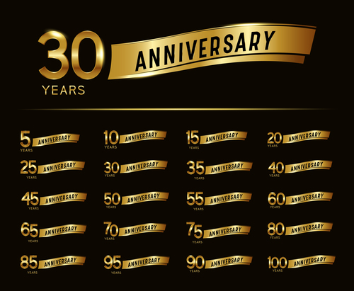 Golden label celebrating anniversary vector