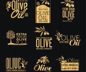 Golden olive oil label vector