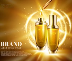 Golden shiny background skincare advertising vector
