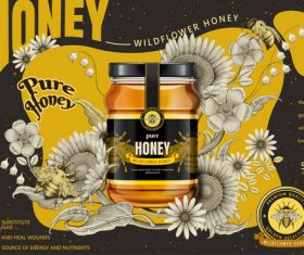 Good substitute for sugar pure wild honey advertising vector