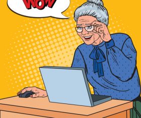 Grandmother surfing the internet cartoon vector