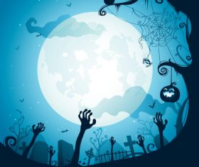 Graveyard halloween silhouette vector