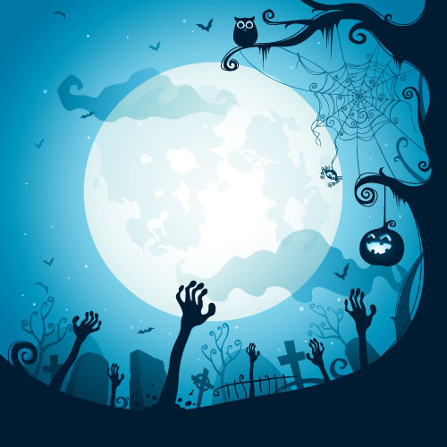 Graveyard halloween silhouette vector