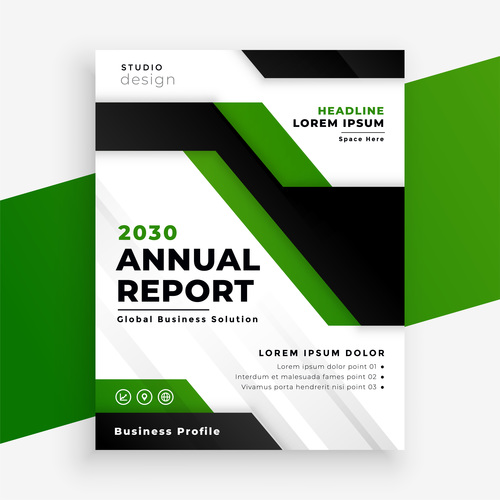 Green and black cover brochure vector free download
