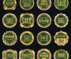 Green background sales labels collection vector