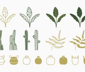 Green plant and bottle silhouette vector
