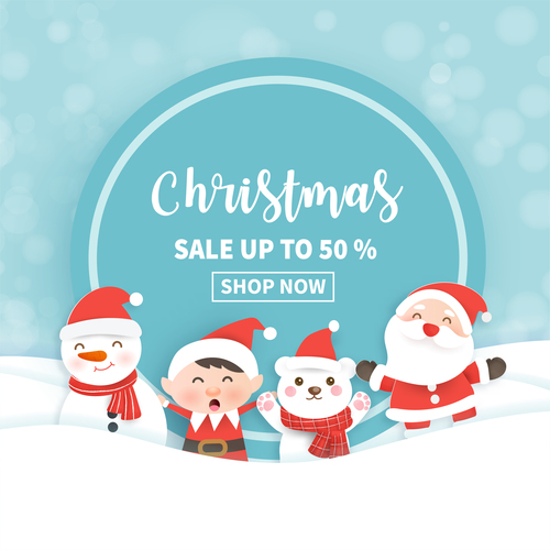 Half price sale christmas flyer vector