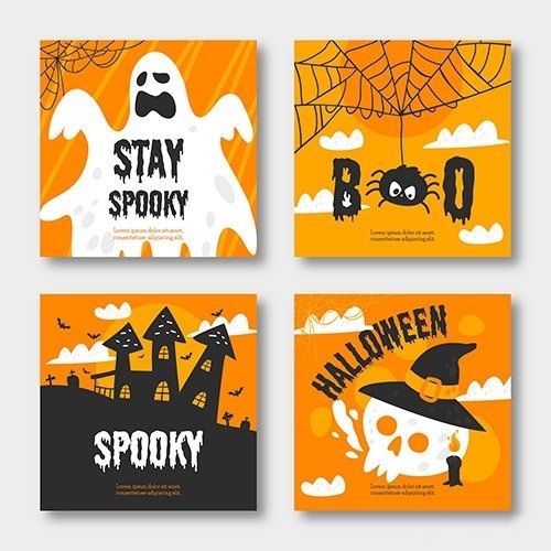 Halloween Instagram Post Collection vector