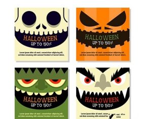 Halloween Instagram Post Collection with Close up Faces vector