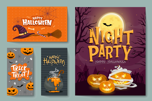 Halloween card collection vector