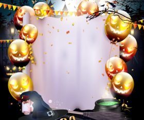 Halloween colorful balloon decoration vector