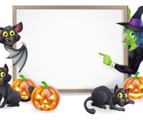 Halloween elements and whiteboard vector