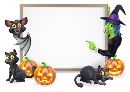 Halloween elements and whiteboard vector